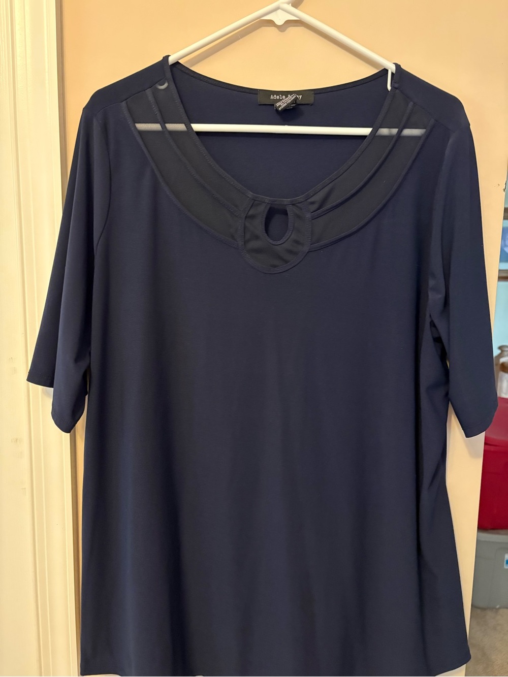 Adelle & May Navy Keyhole Short Sleeve Top